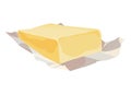 Butter, margarine or spread. Yellow brick of natural dairy product. Fat, calorie natural food for breakfast, eating and