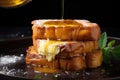 butter melting on warm french toast stack Royalty Free Stock Photo