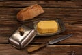 Butter in a retro butter dish