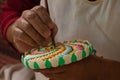 Butter sculpting at the Dalai Lama temple, McLeod Ganj, India Royalty Free Stock Photo