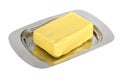 Butter on silver butter dish Royalty Free Stock Photo