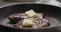 butter slide from beef steak on nonstick pan