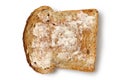 Butter spread on a single slice of whole wheat toast isolated on Royalty Free Stock Photo