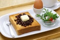 butter and sweet adzuki beans on toast, Nagoya specialty breakfast, Japanese food Royalty Free Stock Photo