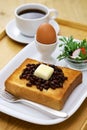 butter and sweet adzuki beans on toast, Nagoya specialty breakfast, Japanese food Royalty Free Stock Photo