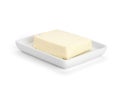 Butter in white ceramic butter-dish Royalty Free Stock Photo