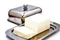 Butterdish with butter. Royalty Free Stock Photo