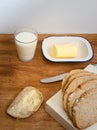 Buttered bread with milk