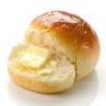 Buttered dinner roll isolated on white background Royalty Free Stock Photo