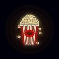 Buttered, food, popcorn neon icon. Simple thin line, outline vector of web icons for ui and ux, website or mobile application