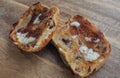 Toasted and Buttered Hot Cross Bun Royalty Free Stock Photo