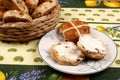 Buttered Hot Cross Buns Royalty Free Stock Photo