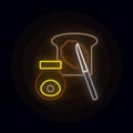 Buttered, marmite, toast neon icon. Simple thin line, outline vector of web icons for ui and ux, website or mobile application