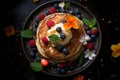 Buttered Pancake with Syrup Breakfast Delicious Diner Cafe Restaurant Menu Photo of a Homemade Healthy Organic Meal