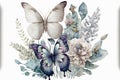 Butterflies art hand drawn painting style on white background Royalty Free Stock Photo