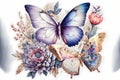 Butterflies art hand drawn painting style on white background Royalty Free Stock Photo