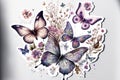 Butterflies art hand drawn painting style on white background Royalty Free Stock Photo