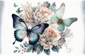 Butterflies art hand drawn painting style on white background Royalty Free Stock Photo