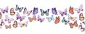 Butterflies banner flying beautiful spring and summer insects vector cartoon illustration.