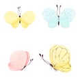 Butterflies clipart. Cute watercolor illustration on a white background.