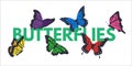 Butterflies color vector banner with copyspace