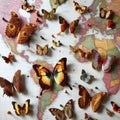 Butterflies pinned to World map