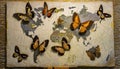 Butterflies pinned to World map