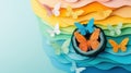 Butterflies emerging from a layered paper-cut cocoon, symbolizing mental transformation Royalty Free Stock Photo