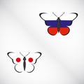 Butterflies with the flag of Russia and Japan