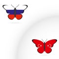 Butterflies with the flag of Russia and Turkey