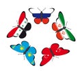 Butterflies with flags of countries Royalty Free Stock Photo