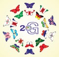 Butterflies with flags of the countries Royalty Free Stock Photo