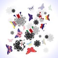 Butterflies with flags of countries and virus molecules Royalty Free Stock Photo