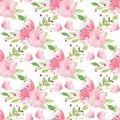 Butterflies and flowering seamless raster pattern Royalty Free Stock Photo