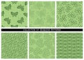 Set of summer and spring seamless patterns in green colors. Royalty Free Stock Photo