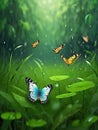 Butterflies in green rain forest, beauty in nature, wild nature