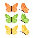 Butterflies isolated on white background. Colored butterflies. Pretty vector butterfly set with spring palette for child Royalty Free Stock Photo