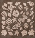 Butterflies, leaves and flowers pattern. Paper cutting. Royalty Free Stock Photo