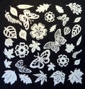 Butterflies, leaves and flowers pattern. Paper cutting. Royalty Free Stock Photo