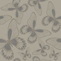 Butterflies in Neutrals Backround seamless pattern