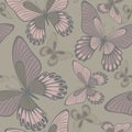 Butterflies in Warm Neutrals Backround seamless pattern