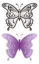 Butterflies, outline and lilac