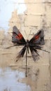 Butterflies painted on a piece of paper. Abstract background