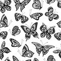 Butterflies pattern. Romantic flying butterfly seamless texture. Abstract beautiful spring wallpaper. Textile or Royalty Free Stock Photo