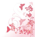 Butterflies and pink cherry tree flowers Royalty Free Stock Photo