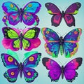 Butterflies with a psychedelic and trippy color scheme. The color schemes will be neon and electric. Ai Generated