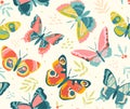 Butterflies seamless pattern Royalty Free Stock Photo