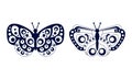 Butterflies set. Beautiful flying spring or summer insects vector illustration Royalty Free Stock Photo
