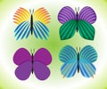 Butterflies set with four beautiful butterflies logo vector