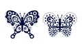 Butterflies set. Silhouette of beautiful flying spring or summer insects vector illustration Royalty Free Stock Photo